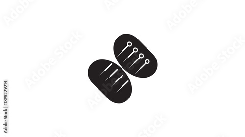 Black flip flops with white straps in minimalist design on white background for summer accessories