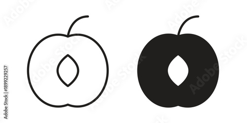 Apricot icon and Symbols Collection. Simple Flat Outline Stroke