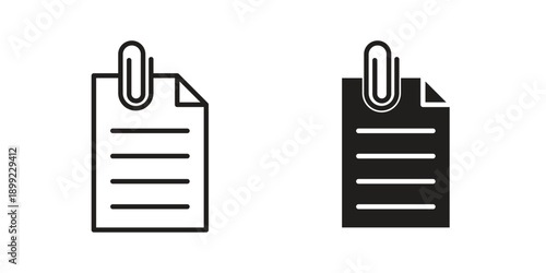 Attach document icon and Symbols Collection. Simple Flat Outline Stroke