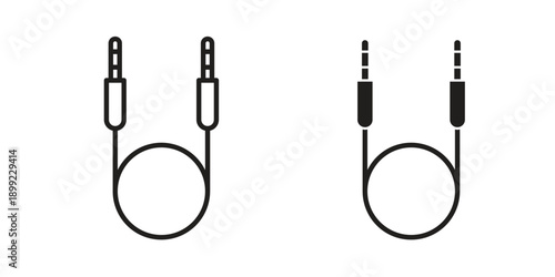 Audio Cable icon and Symbols Collection. Simple Flat Outline Stroke