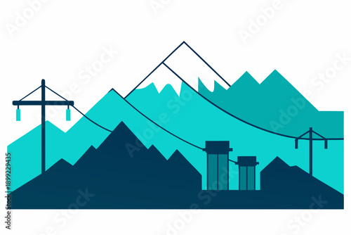 Merida Skyline with Andes and Cable Cars Minimal Vector