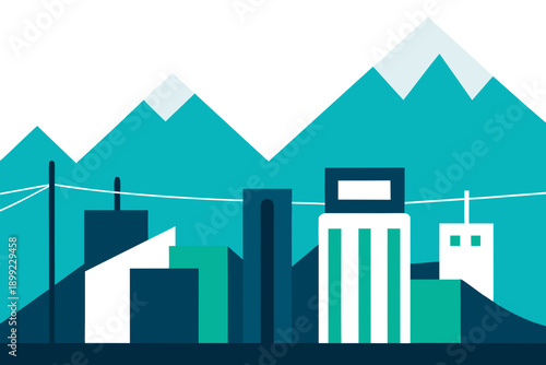 Merida Skyline with Andes and Cable Cars Minimal Vector
