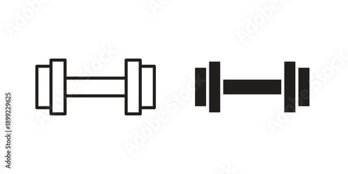 Barbell icon and Symbols Collection. Simple Flat Outline Stroke