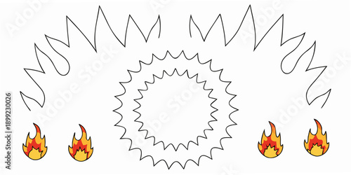 An illustration depicting a fiery explosion with concentric jagged circles