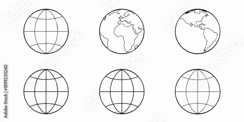 Illustrations of earth s geography featuring multiple oval shaped world maps