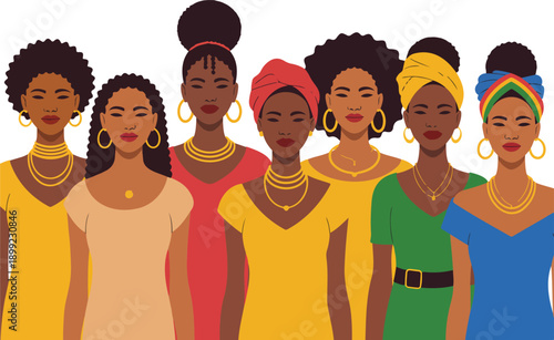 African Women Portrait Vector Set Traditional Hairstyles and Headwraps