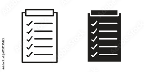 Check list icon and Symbols Collection. Simple Flat Outline Stroke