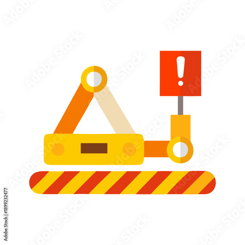 Heavy machinery warning sign indicating potential danger and safety precautions Vector