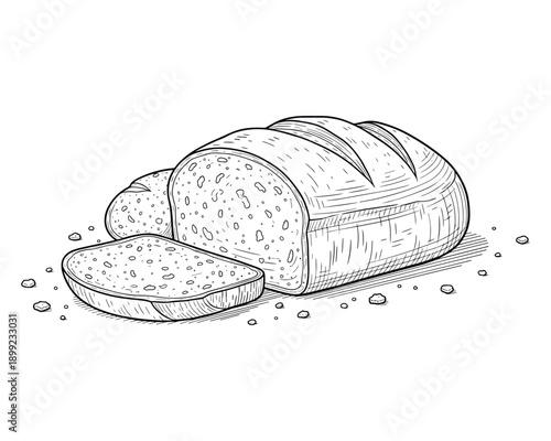 Loaf of bread slice vector illustration design in doodle style for your project