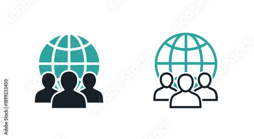 Global team network icon design showing community connection across the world