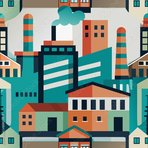 A vibrant cityscape with colorful buildings and modern architecture. Vector