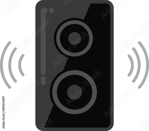 Glossy Audio Speaker Icon Vector Illustration with Sound Waves for Music Studio Equipment Entertainment Systems Electronic Device and Quality Sound Concepts