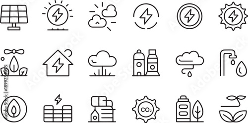 Set of renewable energy and environmental icons