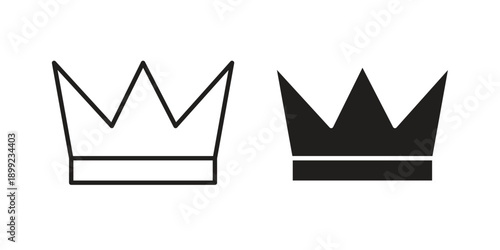 Crown icon and Symbols Collection. Simple Flat Outline Stroke