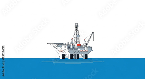 Offshore oil rig platform in the ocean.