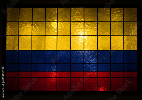 Colombian flag stained glass window detail