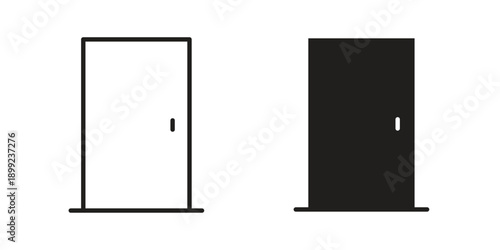 Entrance door icon and Symbols Collection. Simple Flat Outline Stroke