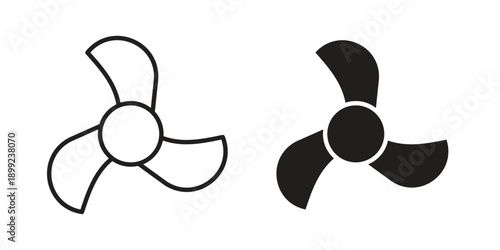 Fan icon and Symbols Collection. Simple Flat Outline Stroke