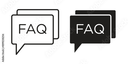 FAQ icon and Symbols Collection. Simple Flat Outline Stroke