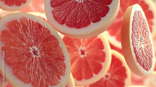 Grapefruit slices creating, Fresh grapefruit slices arranged in a circular pattern