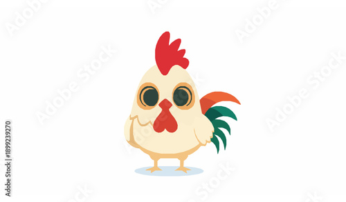 Adorable Rooster Mascot Flat Vector Illustration for Kids