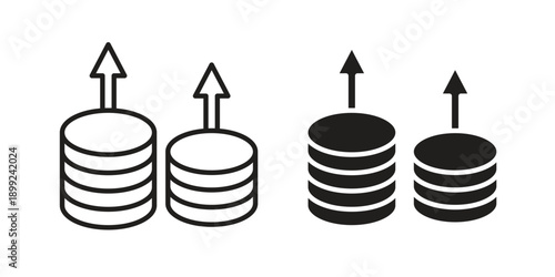 High revenue icon and Symbols Collection. Simple Flat Outline Stroke
