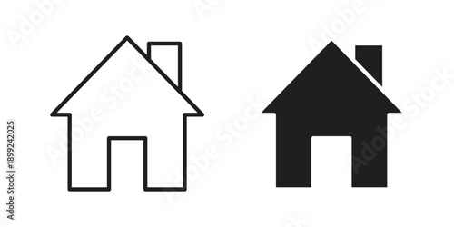 Home icon and Symbols Collection. Simple Flat Outline Stroke