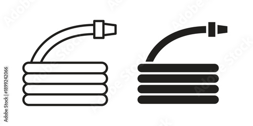 Hose icon and Symbols Collection. Simple Flat Outline Stroke