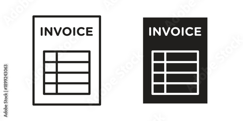Invoice icon and Symbols Collection. Simple Flat Outline Stroke