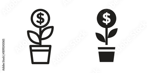 Investment tree icon and Symbols Collection. Simple Flat Outline Stroke