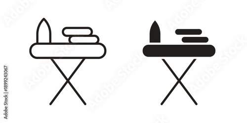 Ironing board icon and Symbols Collection. Simple Flat Outline Stroke
