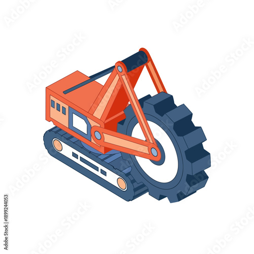Orange Excavator Machine Heavy Equipment.
