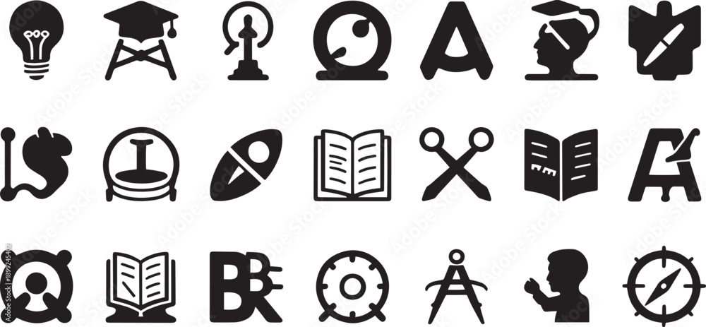 Obraz premium Set of education and learning icons