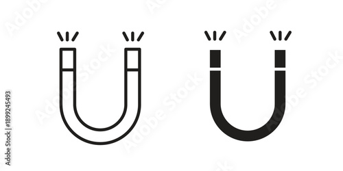 Magnet icon and Symbols Collection. Simple Flat Outline Stroke