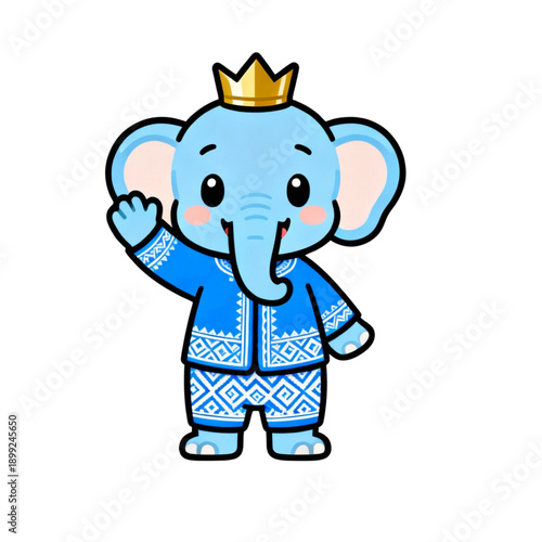 Cute Elephant Wearing Lampung Traditional Costume Vector Sticker