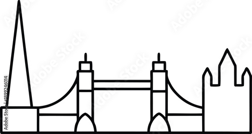 compact london skyline line art icon