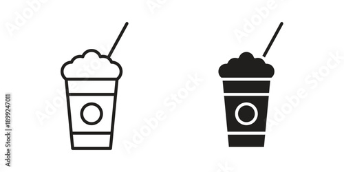 Milk shake icon and Symbols Collection. Simple Flat Outline Stroke