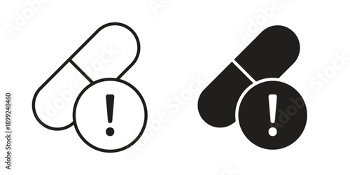 Overdose icon and Symbols Collection. Simple Flat Outline Stroke