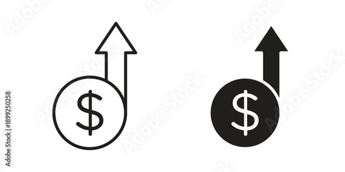 Profit growth icon and Symbols Collection. Simple Flat Outline Stroke