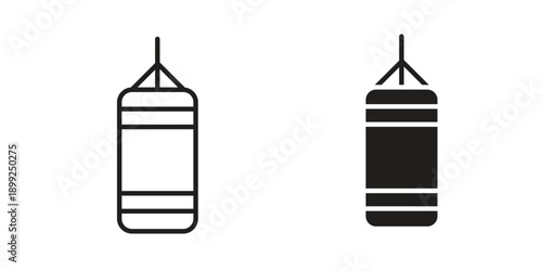 Punching bag icon and Symbols Collection. Simple Flat Outline Stroke
