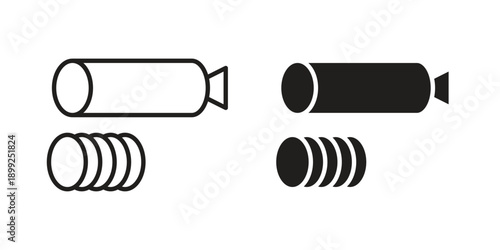 Sausage salami icon and Symbols Collection. Simple Flat Outline Stroke
