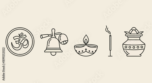Hindu religious symbols and ritual objects.