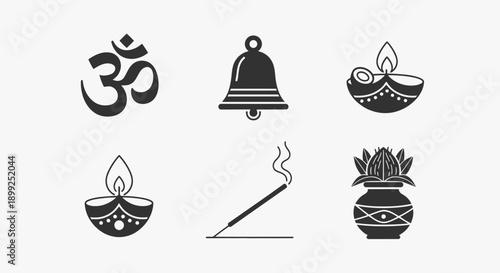 Diwali and Hinduism symbols collection.