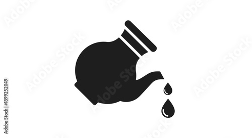 Black Silhouette of Oil Can with Drips.