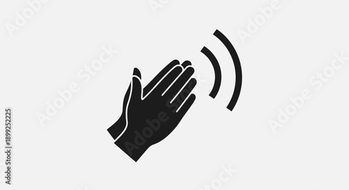 Black silhouette of a hand waving with motion lines.