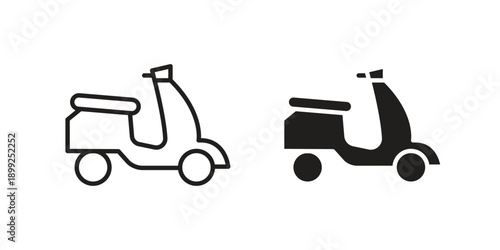 Scooter bike icon and Symbols Collection. Simple Flat Outline Stroke