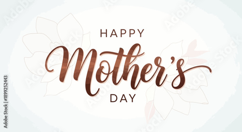 Elegant 'Happy Mother's Day' greeting with delicate floral accents in soft pastel colors.