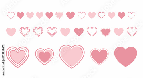 Collection of various pink heart shapes and borders, perfect for love and romance designs.