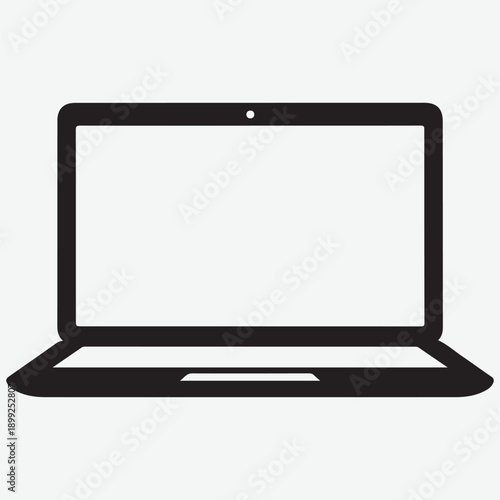 Laptop silhouette icon isolated on checkered background, computer for work and study, modern technology and communication Art of black silhouette of an open laptop computer with a blank screen, isolat