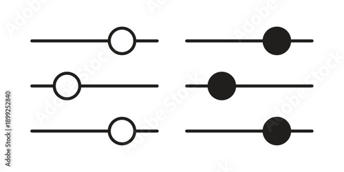 Settings sliders icon and Symbols Collection. Simple Flat Outline Stroke